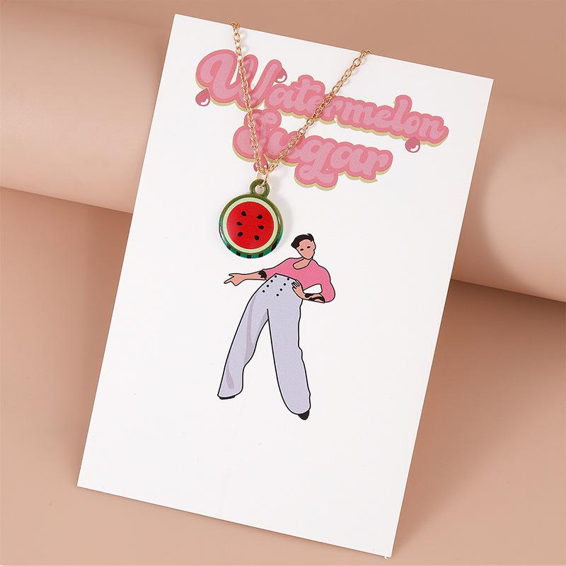 Summer Style Watermelon Pendant Necklace - Fashionably Simple, Versatile and Cute Necklace