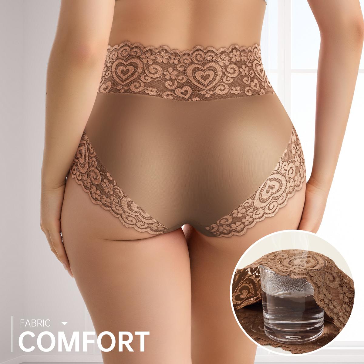 QUASTI 5PCS Mid Waisted Lace Women's Panties, Multi Colored Smooth Soft Fashion Sweet Lace Exquisite Underwear, Cool Elasticity No Show Full Coverage Briefs, Daily Wear S-XXL QUASTI 5PCS Mid Waisted Lace Women's Panties, Multi Colored Smooth Soft Fashion Sweet Lace Exquisite Underwear, Cool Elasticity No Show Full Coverage Briefs, Daily Wear S-XXL
