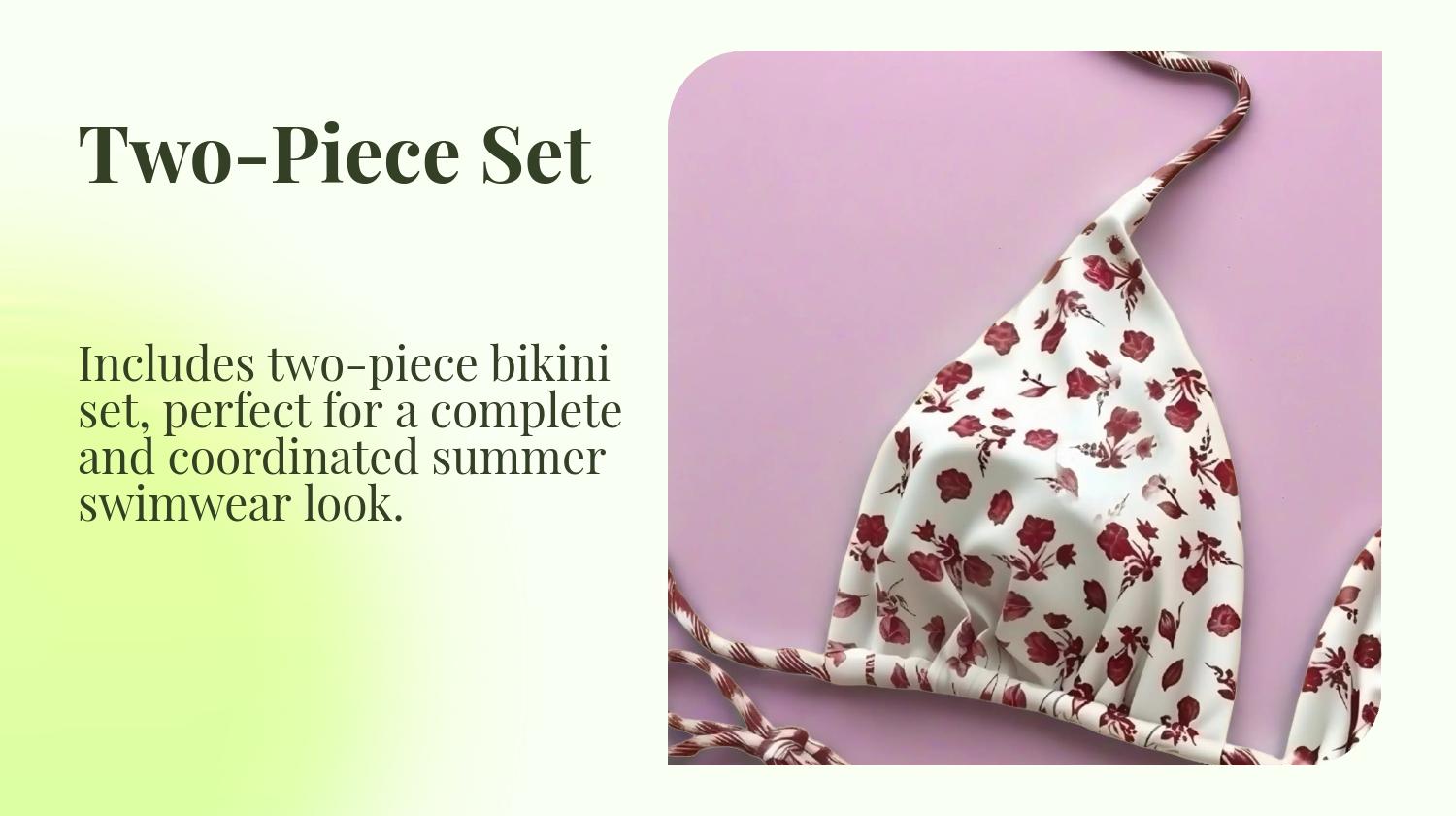 New Women's Summer Swimwear Two-Piece Set, Random Floral and Plaid Print, Triangle Halter High Stretch Bikini, Beach Vacation Swimsuit