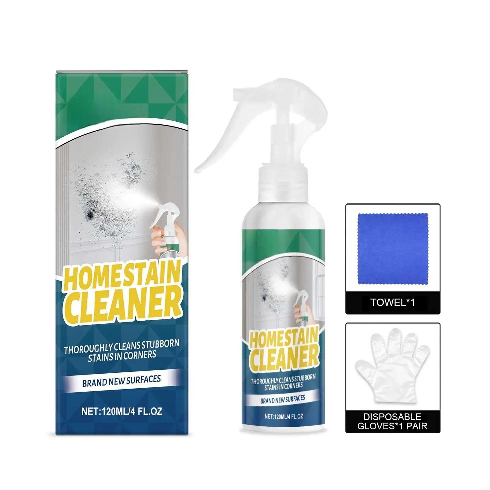 Home Stain Cleaner Spray, Household Stubborn Stain Remover, Multi-Surface Cleaning Spray for Wall, Kitchen, Bathroom