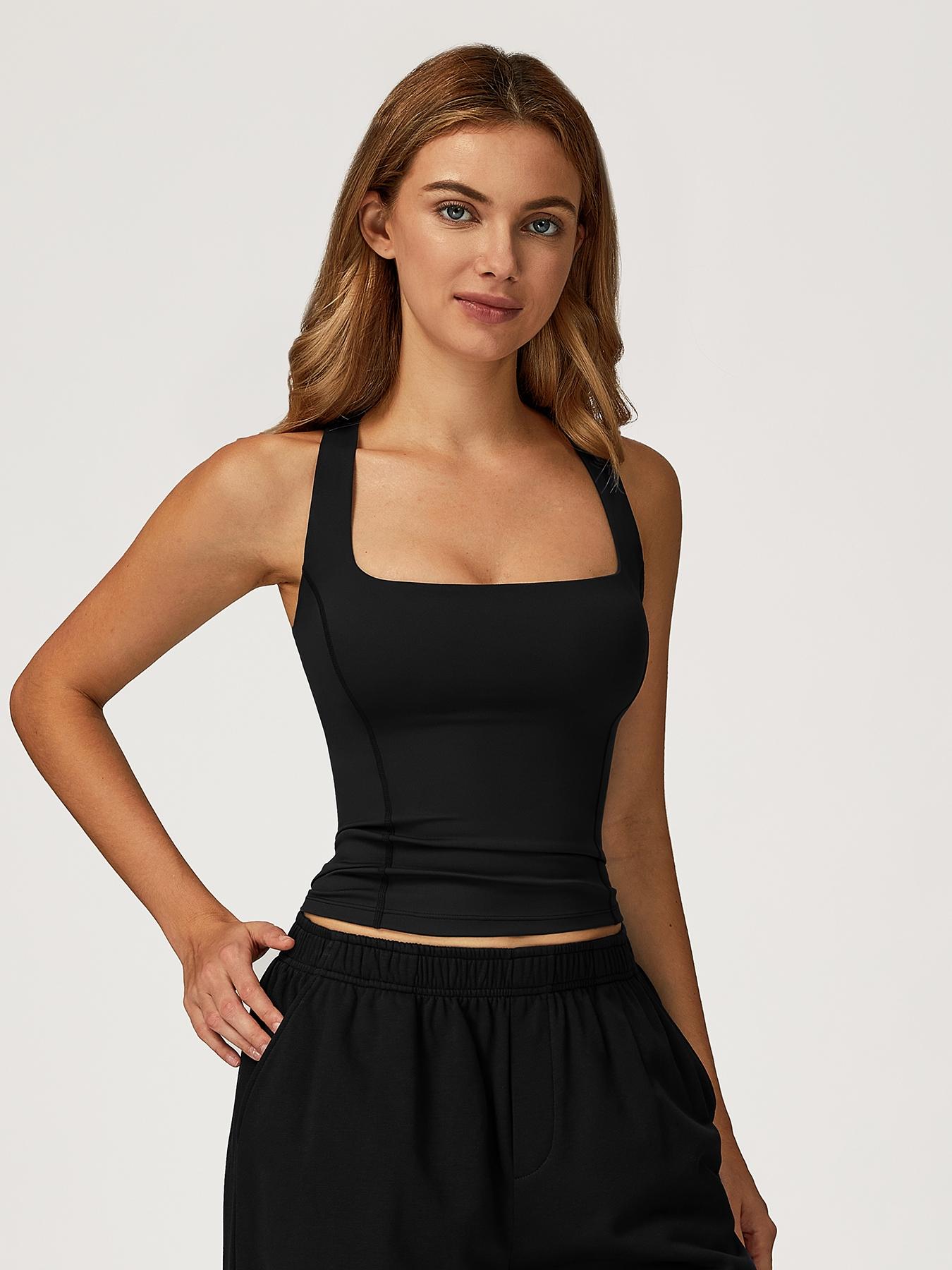 Women's Seamless Yoga Vest, Cross Back Design, Tight-Fitting Sports Tank Top, Sporty Cami Top for Outdoor Running & Fitness Workout Wear