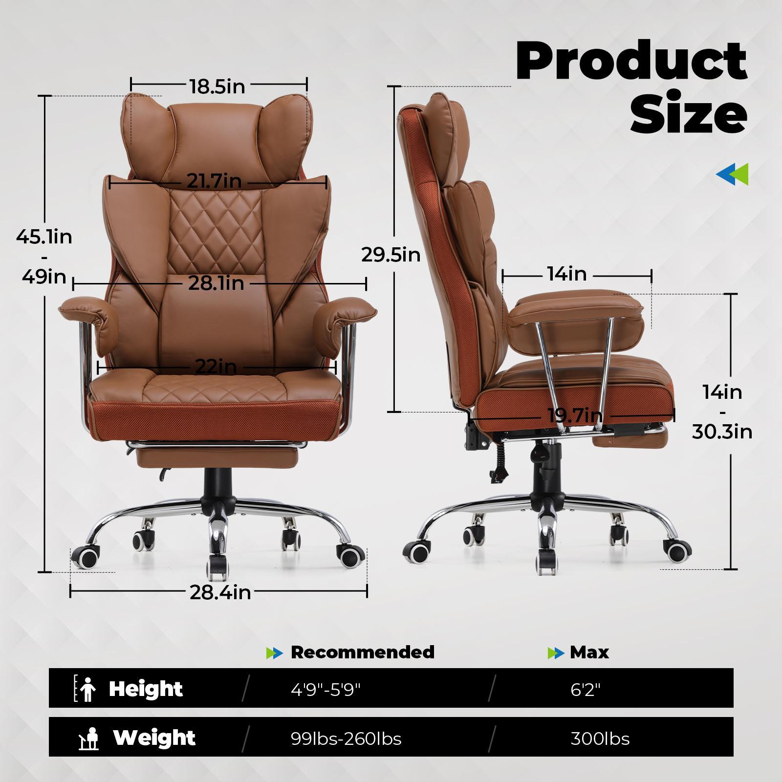 COMHOMA Leather Office Chair Ergonomic Computer Gaming Chair with Comfy Back Support, Executive Mid-Back,Small Gmaing Chair with Adjustable Armrests, for Short People Use, Rolling Swivel for Adults