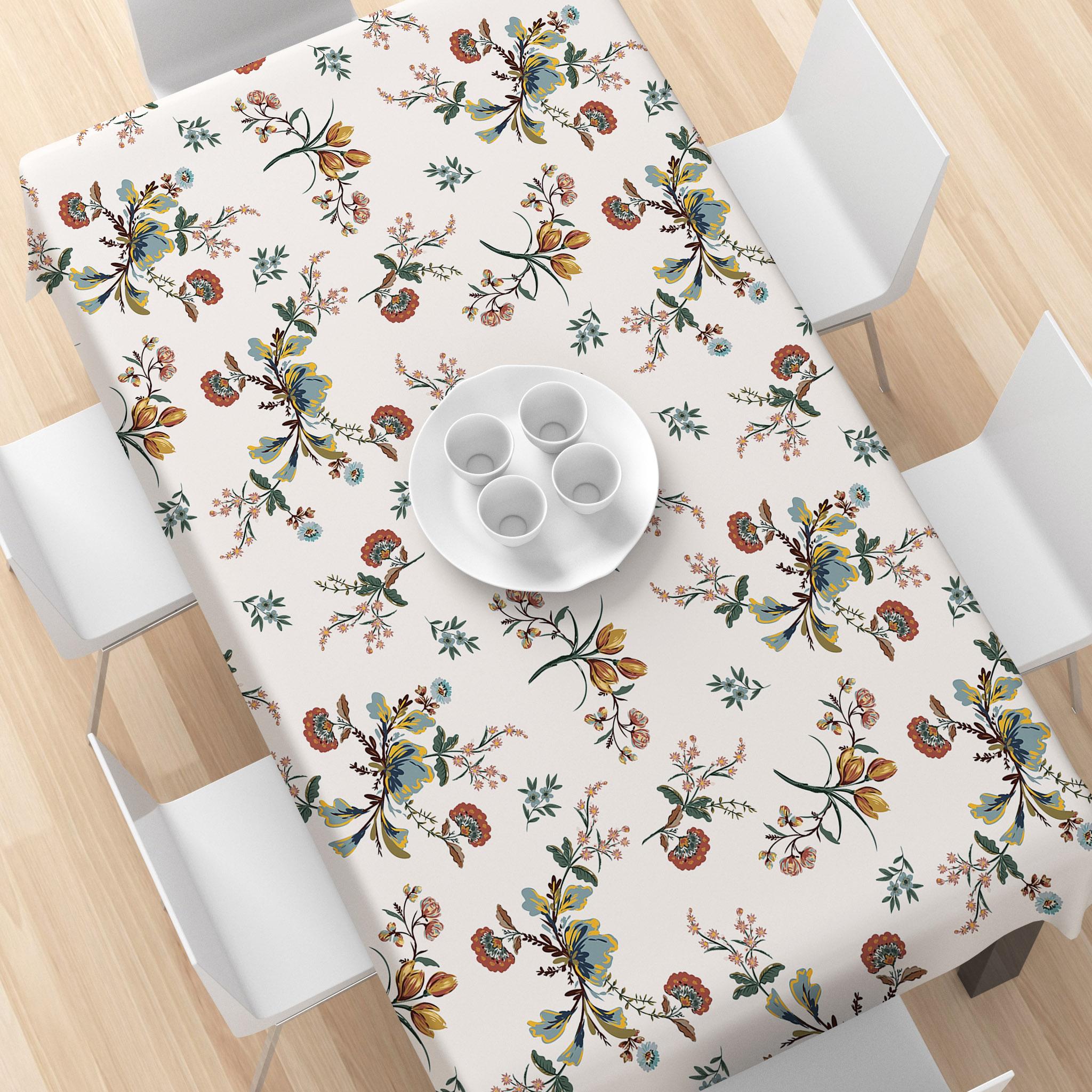 Rectangular Tablecloth Spring Summer Vintage Floral Pattern Washable, Indoor Outdoor Decor, Home Kitchen Living Room Dining Decoration, Floral Jacquard Fabric