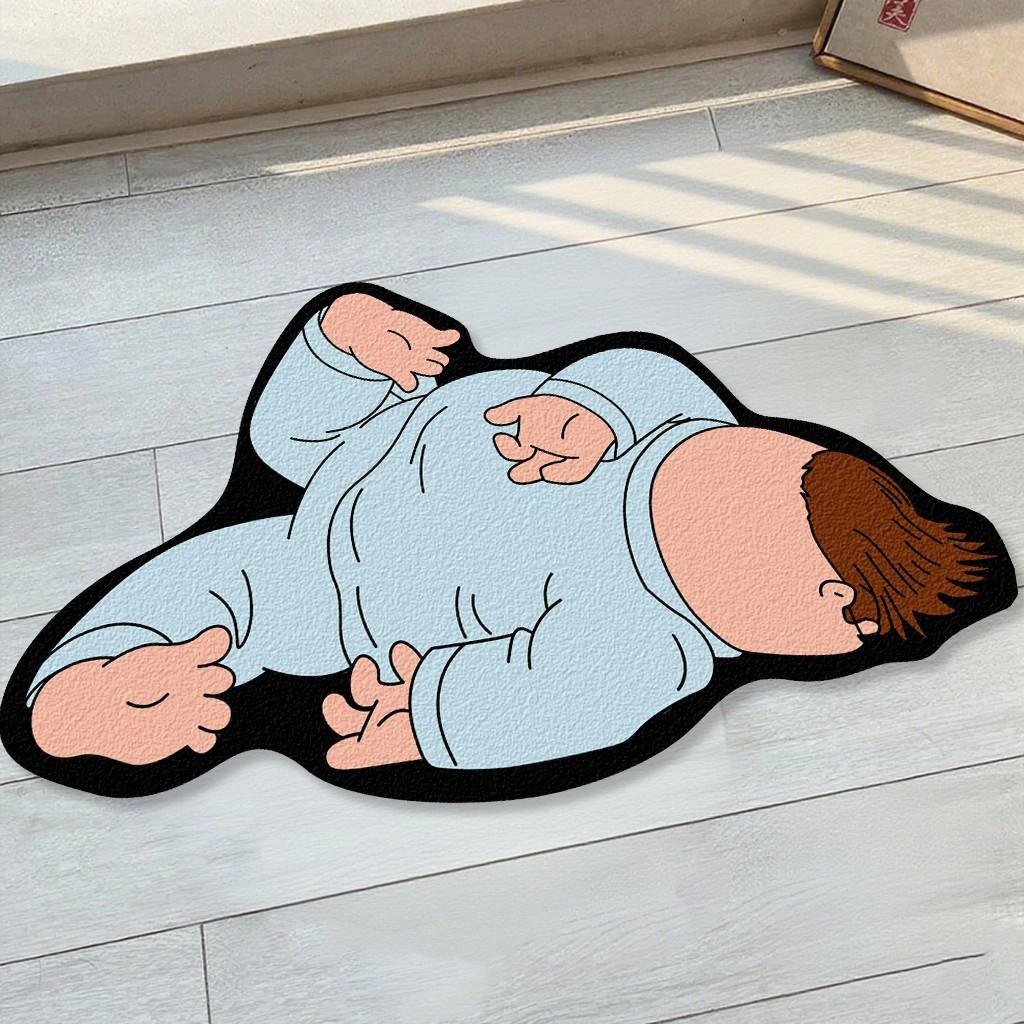 Cartoon Character Rug, Family Guy Peter Funny Cute Plush Soft Fun Decorative Falling Pose Pattern Home Decoration, Non-Slip Washable Rug