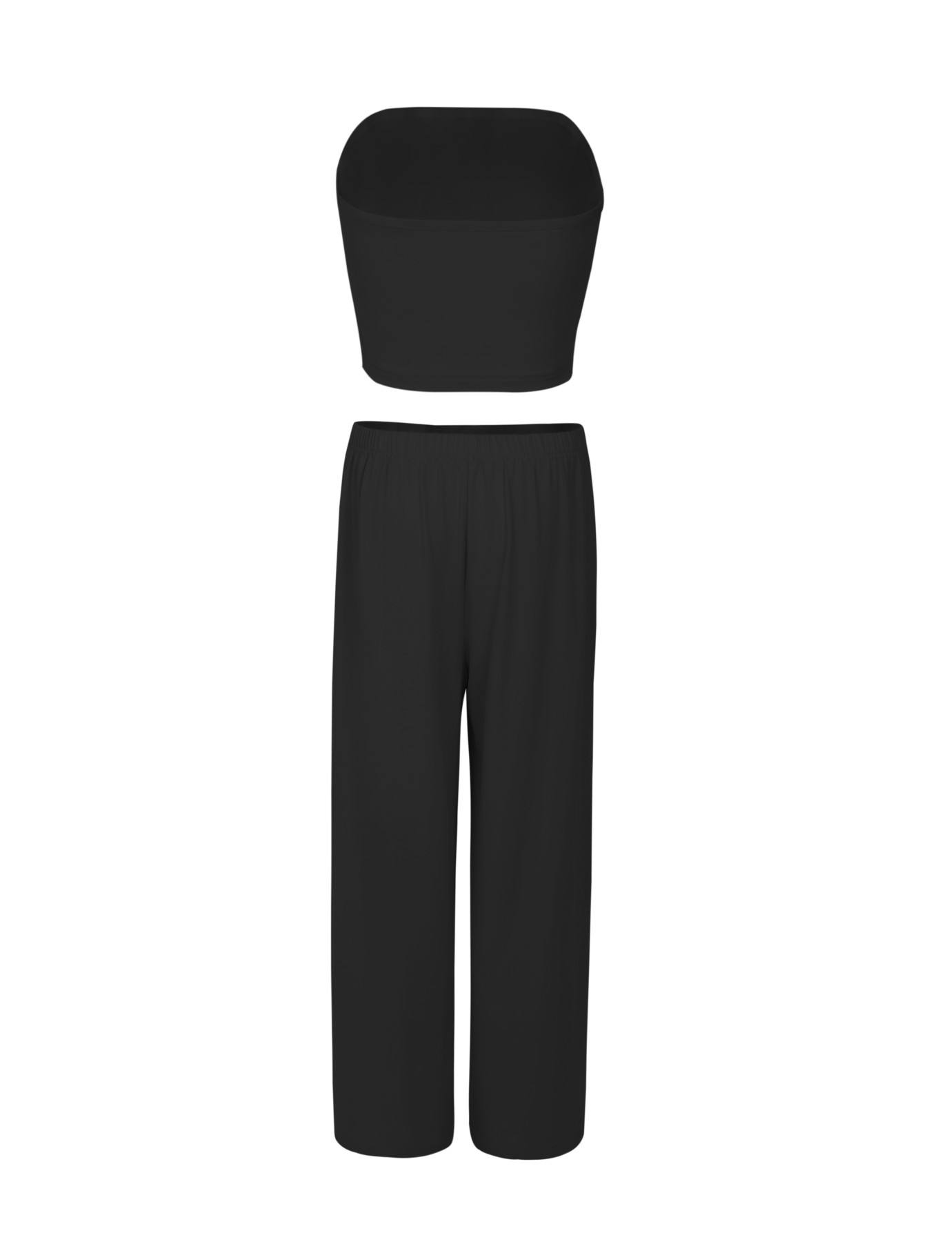 Elegant Two-Piece, Strapless Top & Wide-Leg Trousers, Lightweight & Breathable, Perfect for Spring & Summer Wear