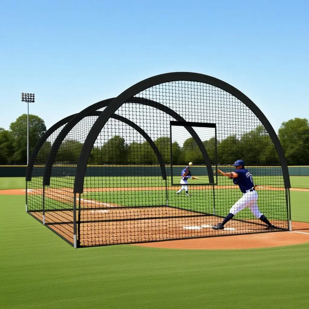 Fully Enclosed Baseball Batting Cage Net, Multi-Sport Practice Net for Baseball Softball Golf Batting Cages for Backyard