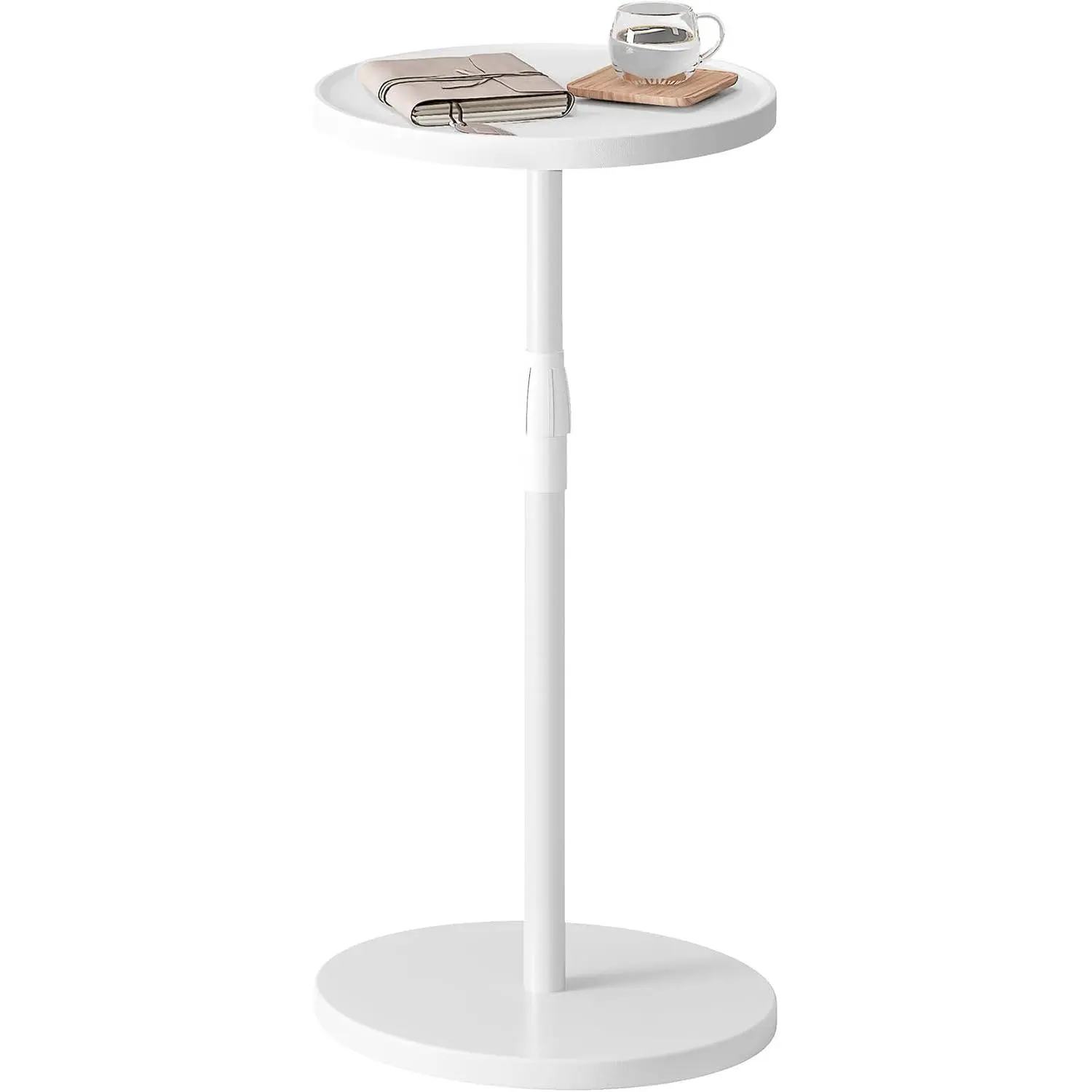 Adjustable Round Side Table, Pedestal Drink Table for Small Spaces
