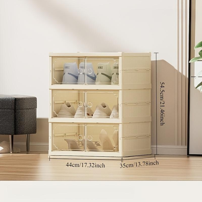 Multi-Layer Foldable Shoe Box, Dustproof Thickened Plastic, Sneaker Shoe Storage Box, Stackable Cabinet, Transparent Organizers Rack