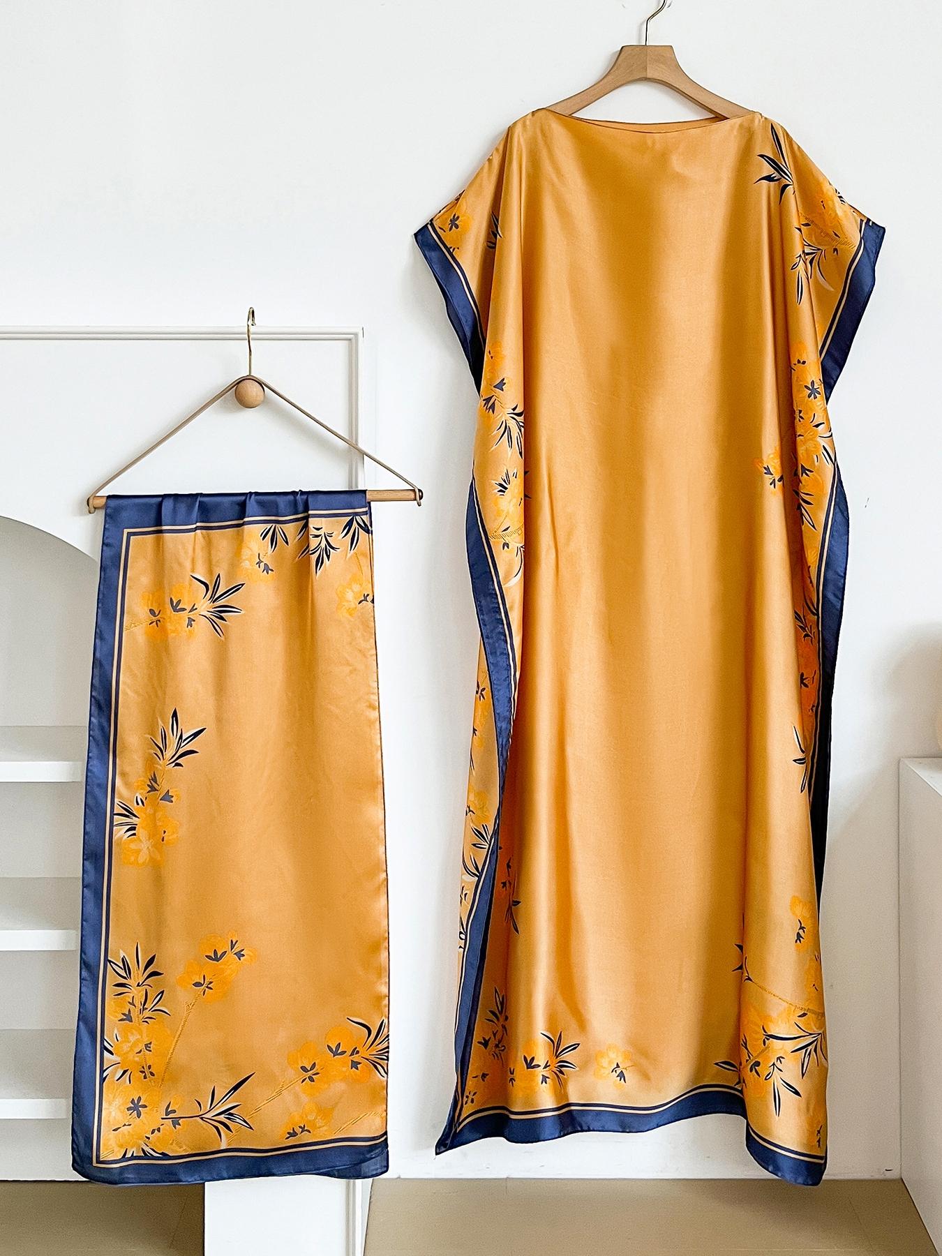 Women's Leopard Print Long Sleeve Kimono & Bandana Set, Casual Open Front Outerwear & Square Scarf Set for Beach Vacation, Ladies Clothes Accessories for All Seasons