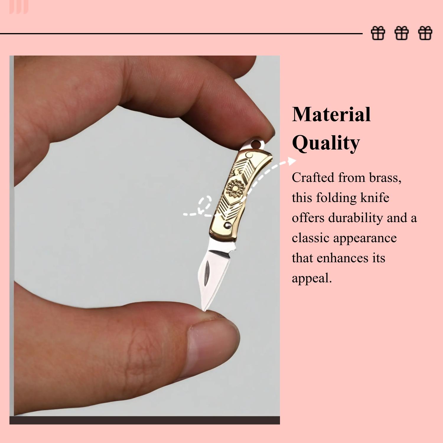 Mini Copper Folding Knife Keychain, Portable Pocket Knife, Compact Design, Perfect Gift for Fishing, Edc, Daily Use, Folding Pocket Knives