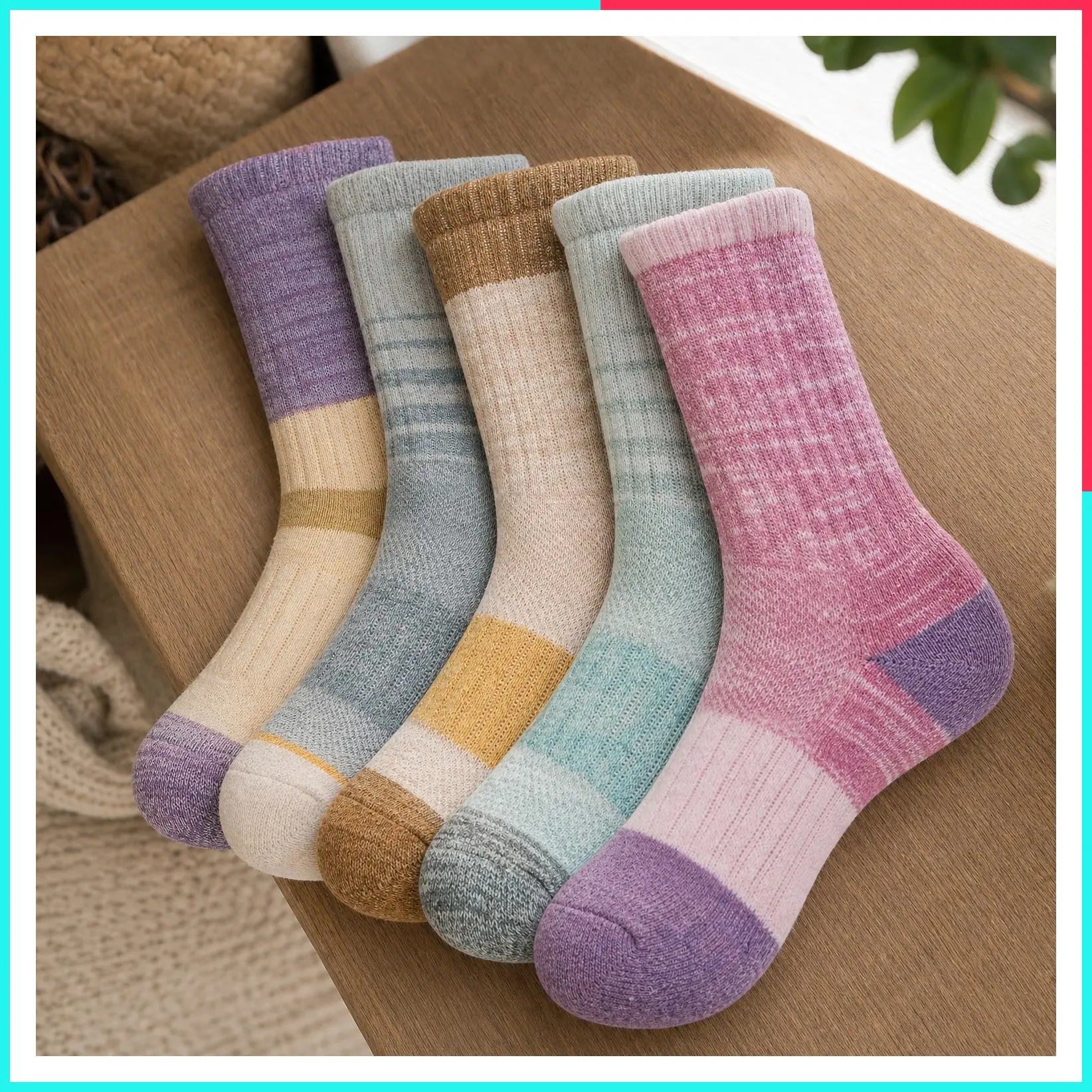 Merino Wool Hiking Running Socks for Women, Boot Work Crew Socks | Moisture Wicking, Compressive Arch Support, Reinforced Cushion, Secure Fit, Thermal Winter Warm, 5 Pairs