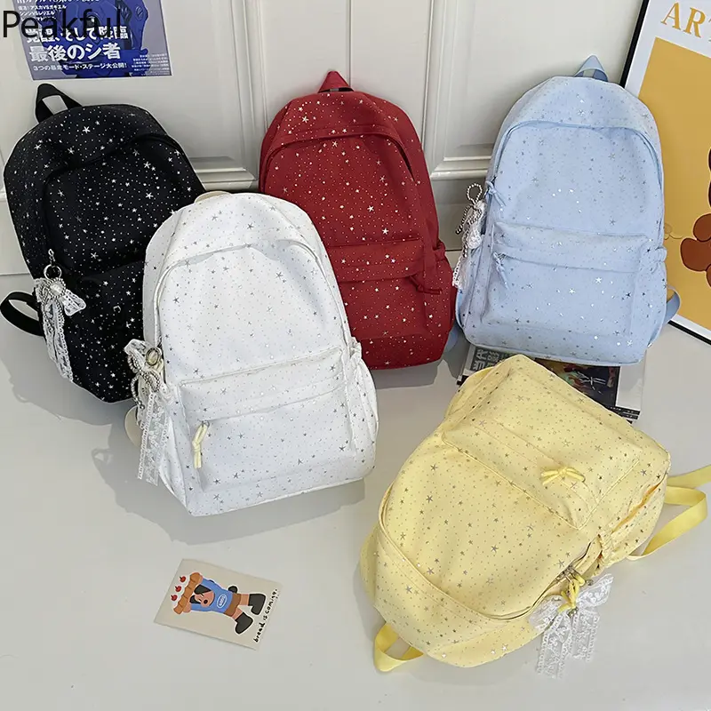 2026 Preppy Starry Backpack for Students, All-Match Large Capacity Lightweight Schoolbag for College, Durable Travel Daypack for High School & Daily Commute.