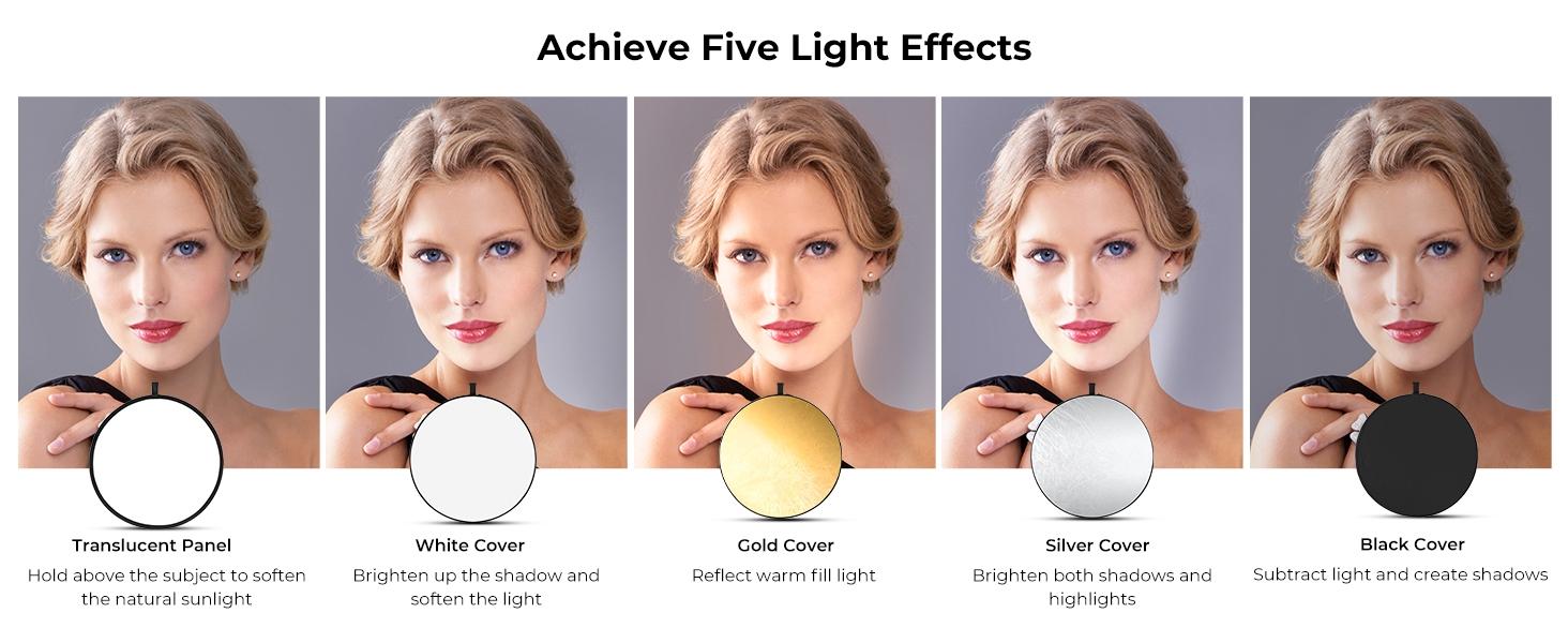 5-in-1 Reflector, 30cm/60cm/80cm, Beauty Soft Light Board Photography Reflector, Portable Fable Softbox, For Photography, Suitable for Studio Use