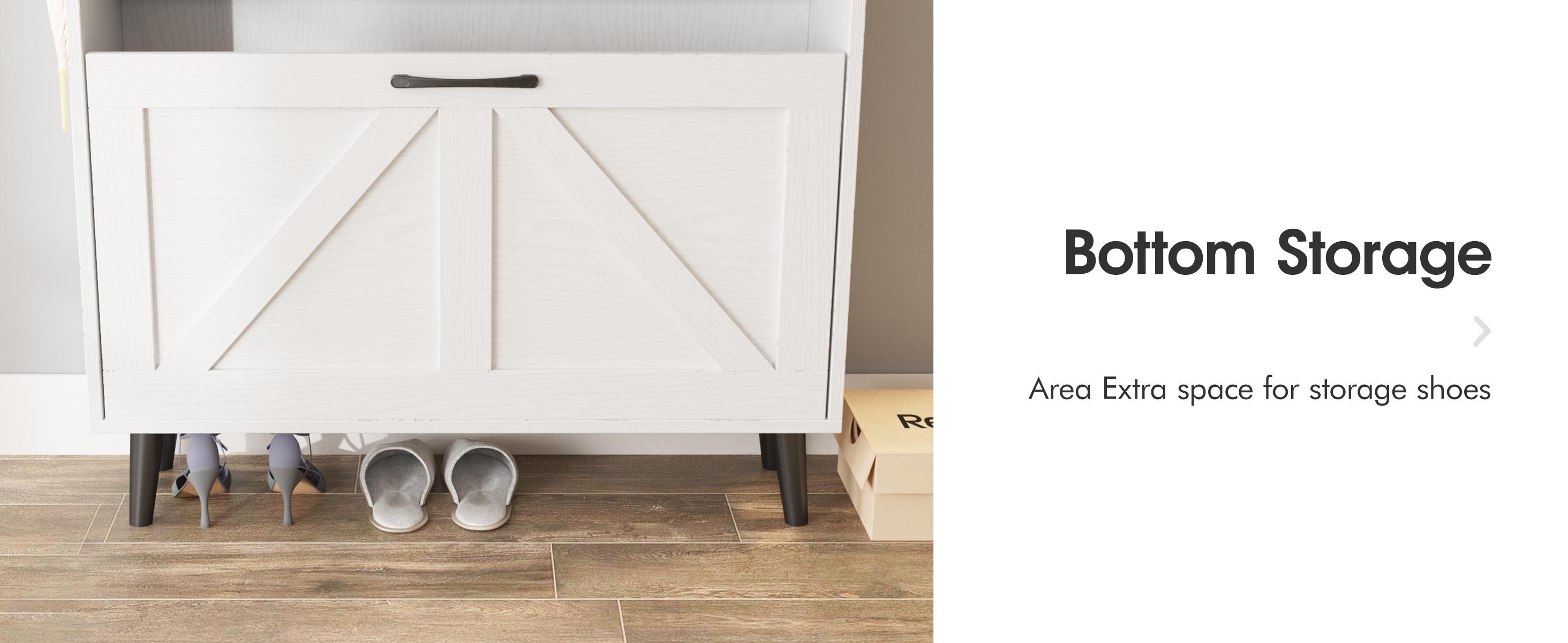 Vabches Shoe Cabinet with 2 Flip Drawers,Shoe Storage Cabinet for Entryway,Freestanding Shoe Cabinet Organizer with Open Storage