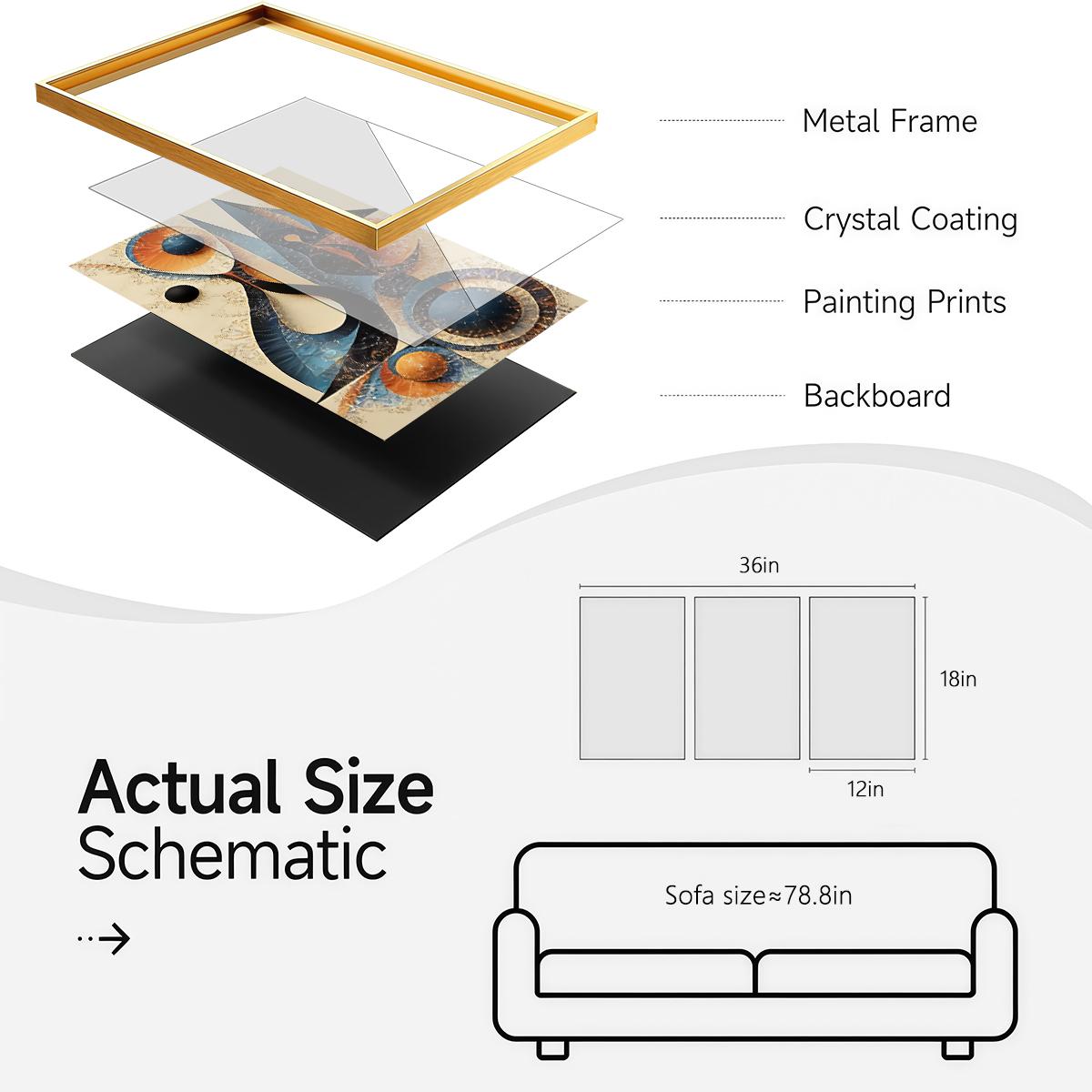 3 Counts Aluminum Alloy Framed Painting, Abstract Geometric Shapes And Spheres Art Pictures, Home Decoration For Living Room, Bedroom, Office, Restaurant, Hallway Wall Decor, Odorless Print Artwork, Luxury Perfect Gift For Friends And Family