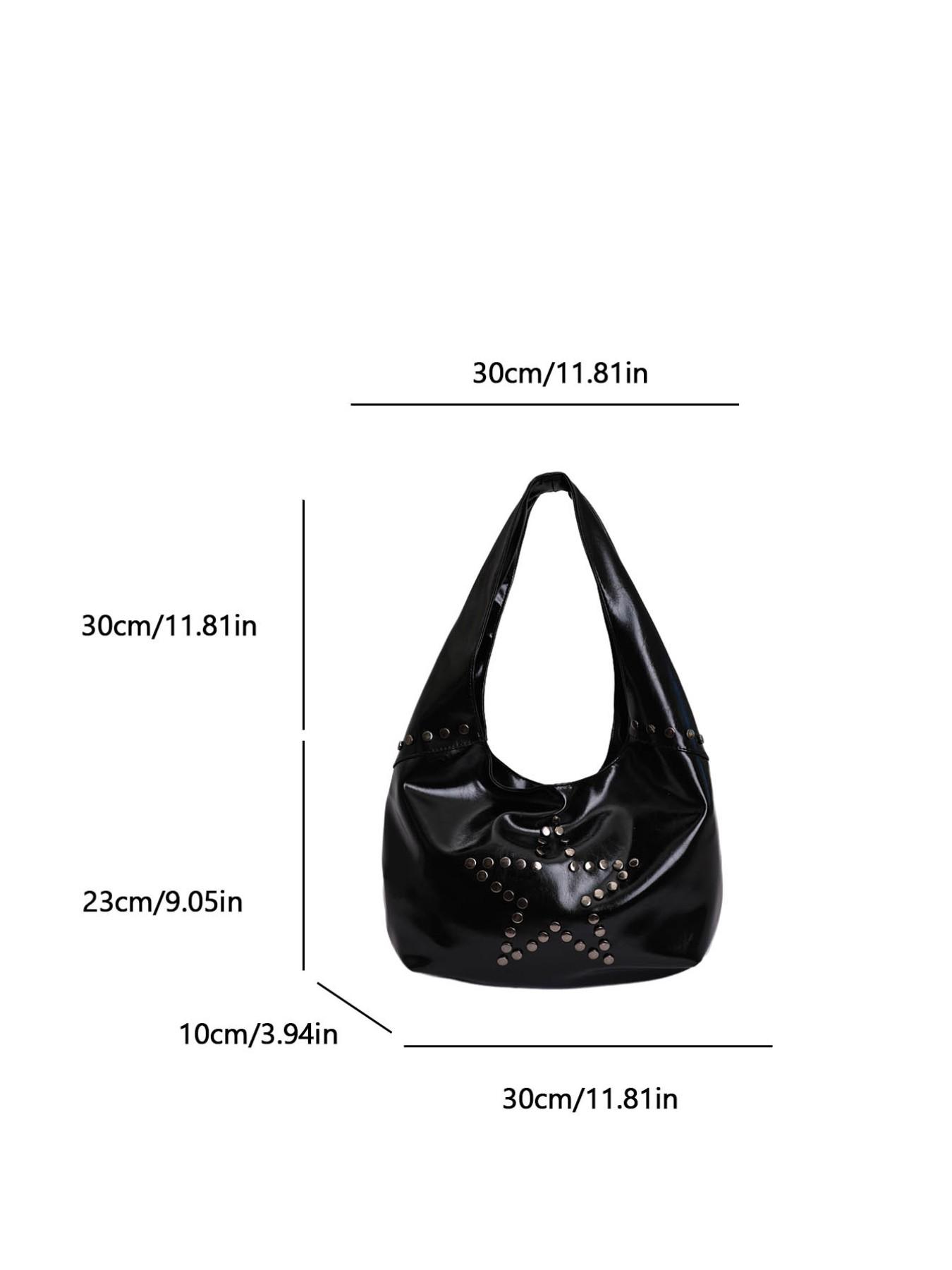 Trendy Star Stud Crossbody Shoulder Bag, Casual PU Material, Large Capacity, All-Season Fashion Accessory for Women, Travel & Daily Use