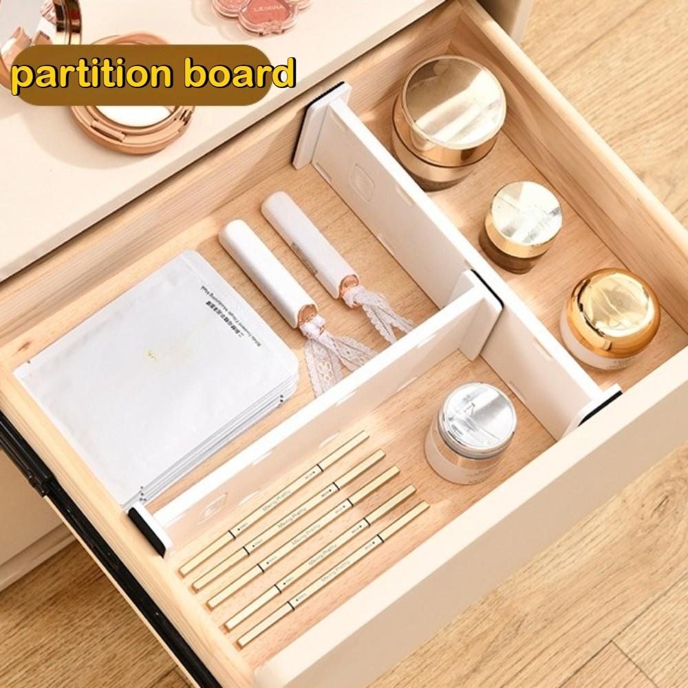 1 Pack Adjustable Expandable Drawer Divider, Plastic Slim Low-Profile Drawer Organizer, Easy Install Separator for Kitchen, Closet, Apartment, Dorm & Small Space Home Storage