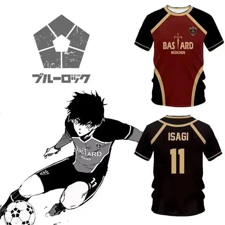 New Blue Lock Jersey Futsal Pattern Vl Replika Anime Bastard Munich Summer Men'S And Women'S 3Dt Shirt Casual Sports T Shirt Top