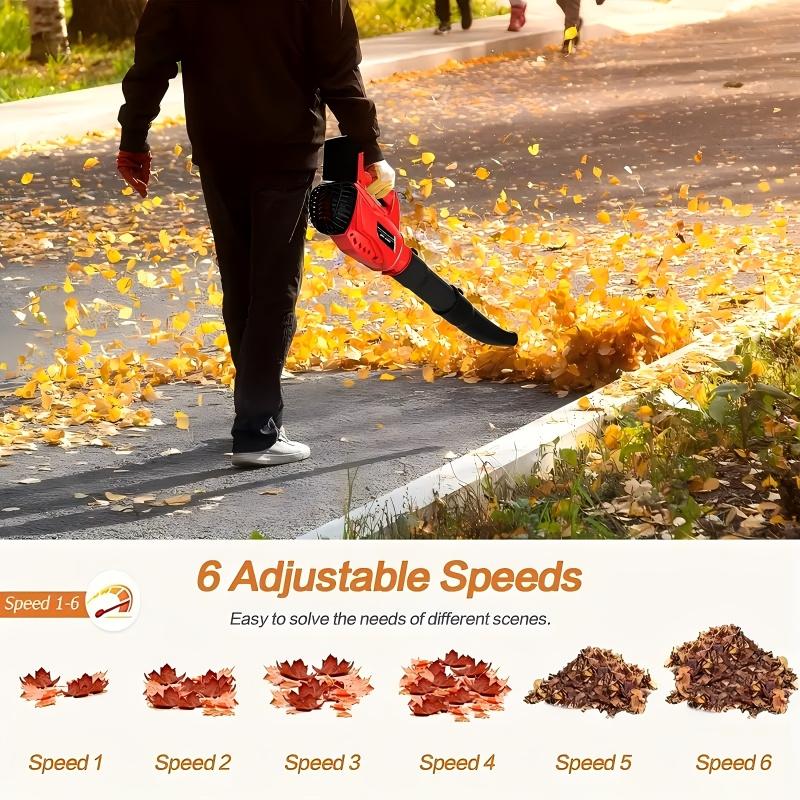 Lithium-ion brushless handheld blower, cordless leaf blower with turbo brushless motor, lightweight, adjustable nozzle - used for leaves, debris, and snow in yards/gardens, cordless rechargeable for home use