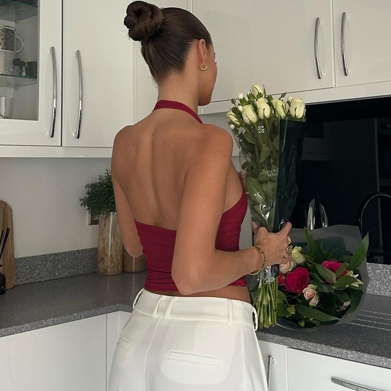 YehGoods 2026 Women'S Solid Ribbed Halter Neck Tank Top, Active Top, Casual Sleeveless Top For Daily Wear, Clothes For All Seasons shirts women