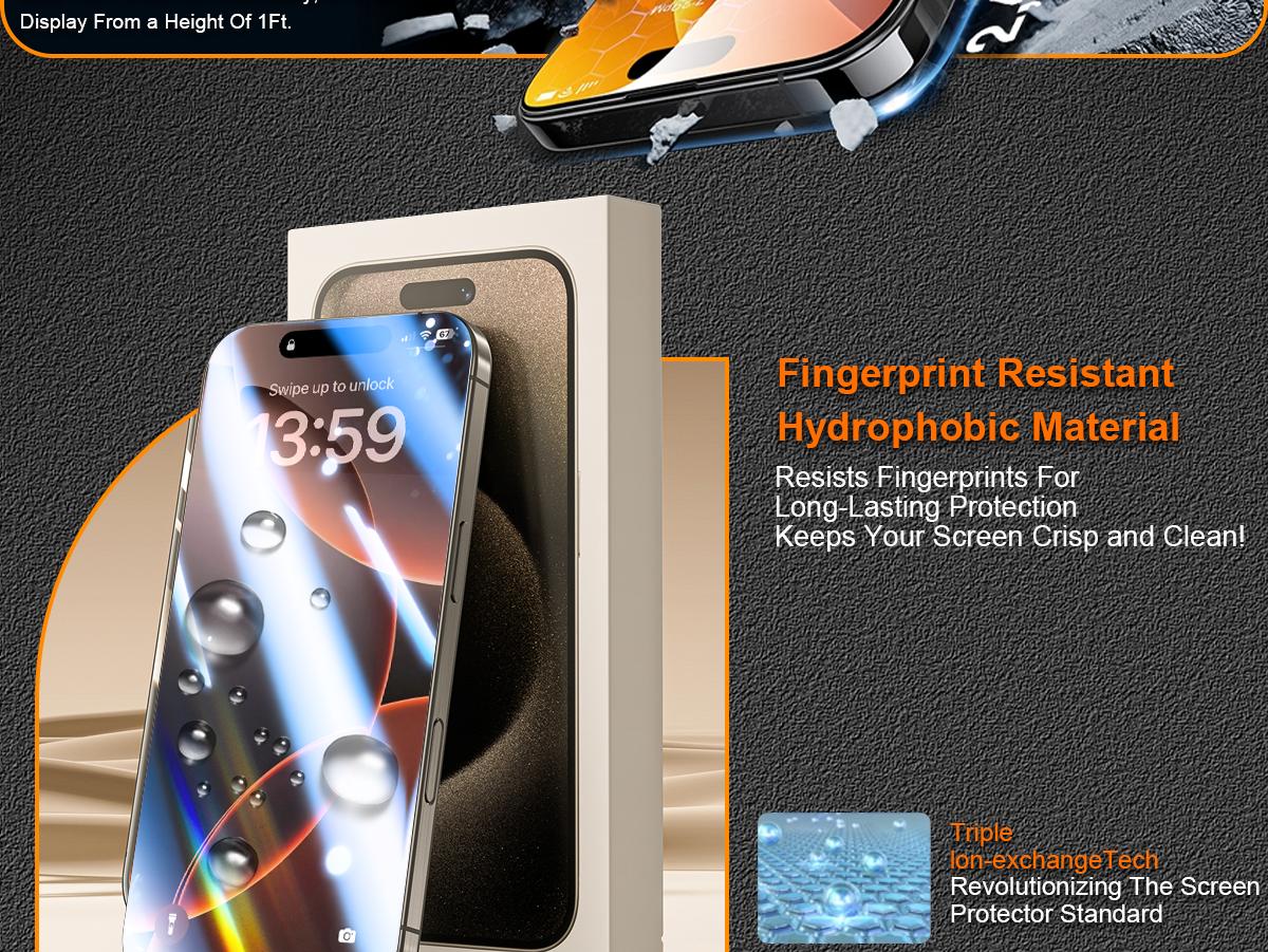 One Fish High-End Privacy Screen Protector Tempered Glass, For Samsung, iPhone, Anti-Snooping Screen Protection,Crystal Clear Easy Installation.