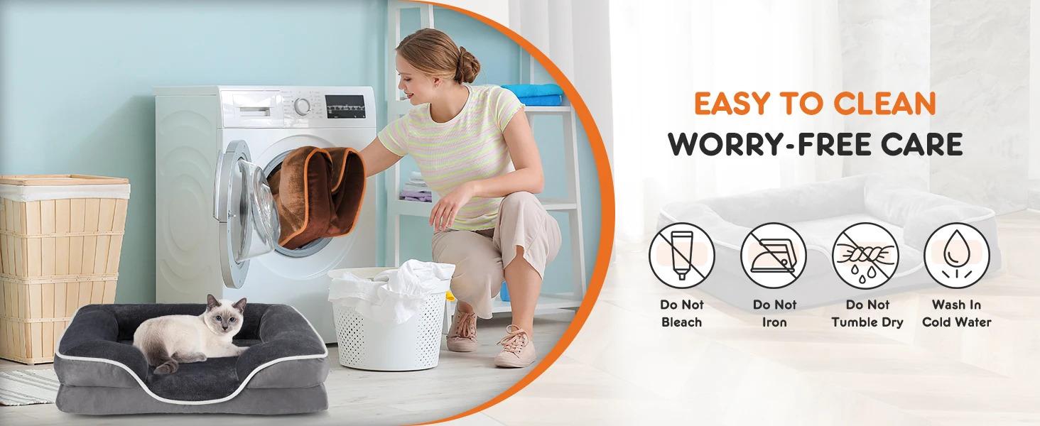 Orthopedic Dog Bed for Large Size Dogs, Supportive Memory Foam Dog Sofa with Washable Removable Cover, Non-Slip Base, Waterproof Pet Couch Bed