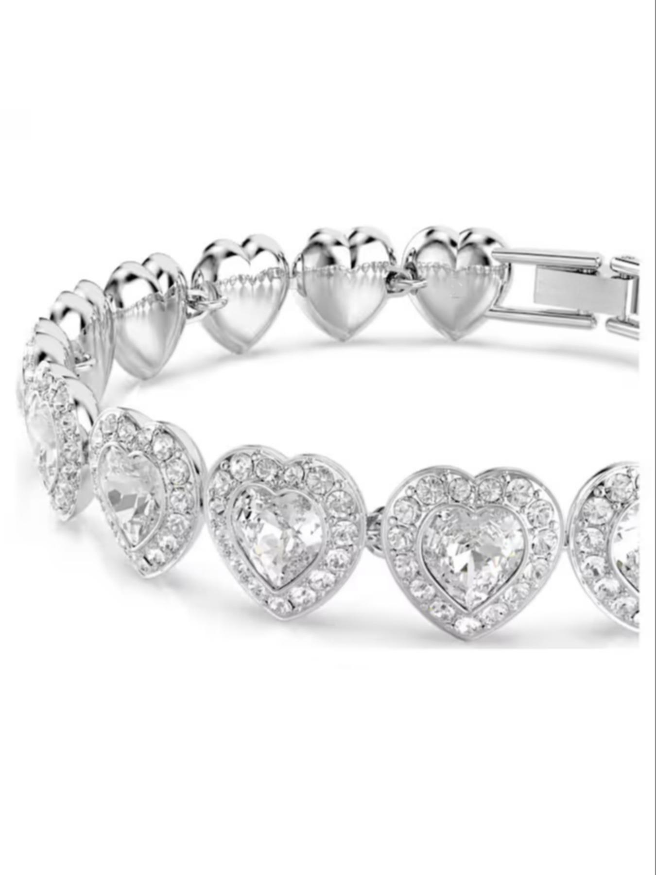 2026 Fashion Jewelry New Arrival Heart Design Bracelet, Exquisite Trendy Bracelet, Sparkling High-Quality Tennis Ball Plated Silver Chain, Luxury Holiday Gift for Women, Heart Bracelets