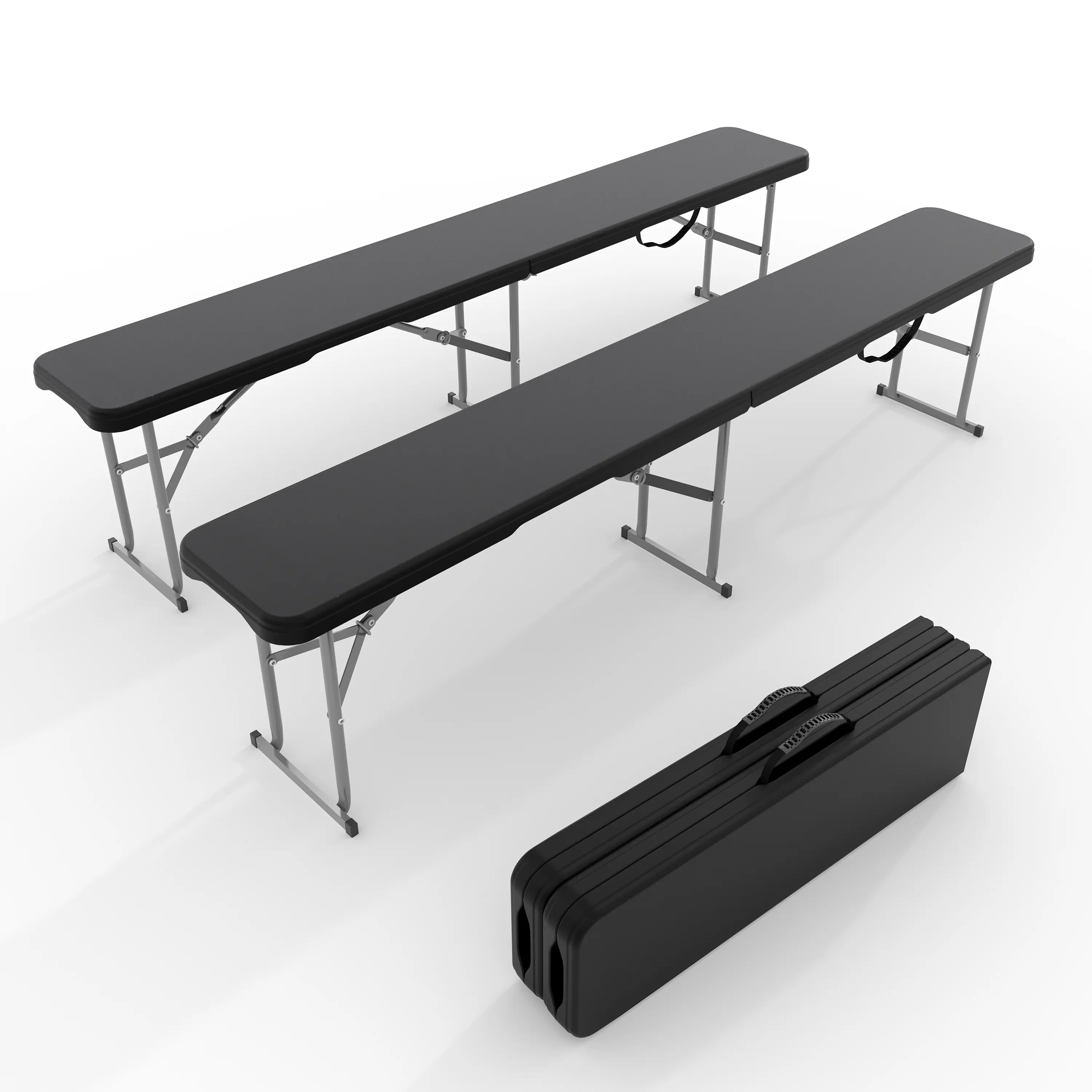 GARVEE 6ft Portable Storage Folding Outdoor Bench - Heavy-Duty HDPE Plastic Seat, Metal Frame, Safety Locks, Carry Handle, 380lb Capacity for Patio, Garden