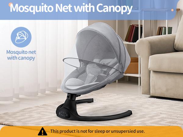 LAREX Baby Swing for Infants | Electric Bouncer for Babies,Portable Swing for Baby Boy Girl,Remote Control Indoor Baby Rocker with 5 Sway Speeds,1 Seat Positions,10 Music and Bluetooth (Black)