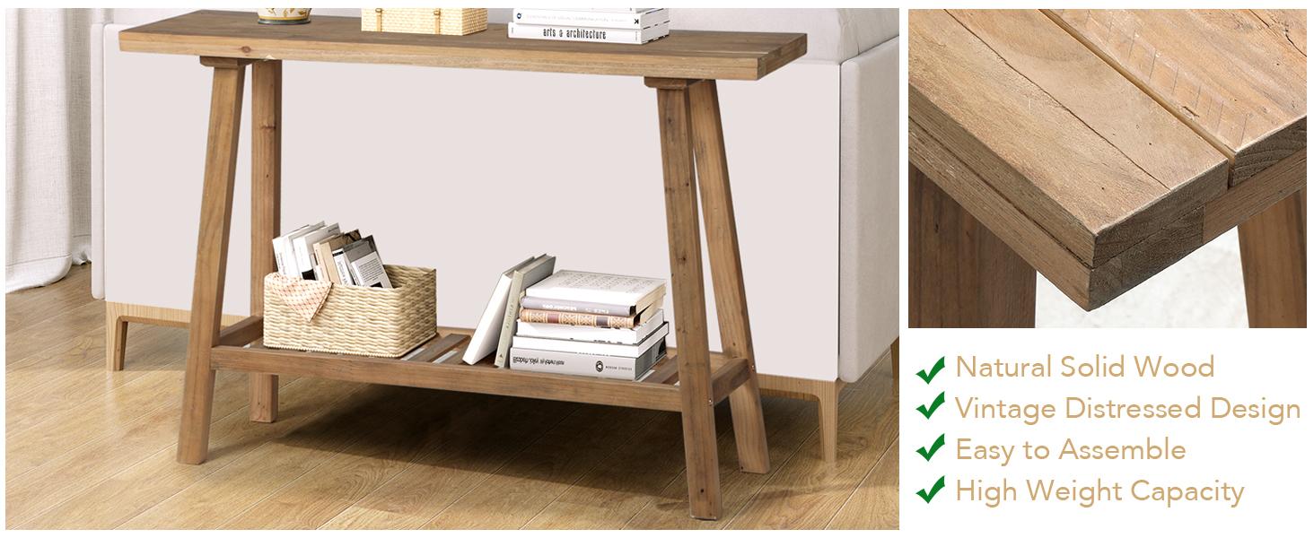 HOKYHOKY Reclaimed Solid Wood Console Table, 43.3" Farmhouse Entryway Table, Narrow Couch Tables Behind Sofa, 2 Tiers Accent Tables for Hallway, Entrance, Foyer, Living Room HOKYHOKY Reclaimed Solid Wood Console Table, 43.3" Farmhouse Entryway Table, Narrow Couch Tables Behind Sofa, 2 Tiers Accent Tables for Hallway, Entrance, Foyer, Living Room