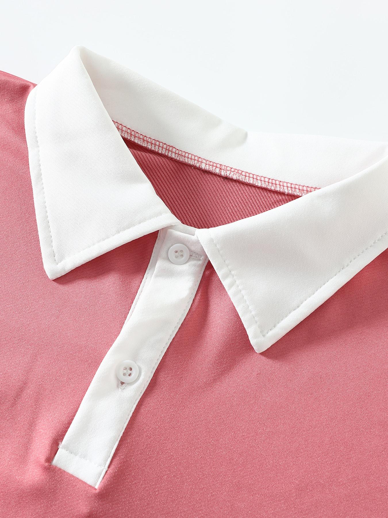 New Summer Men's Contrast Collar Polo Shirt, Loose Fit Short Sleeve T-Shirt, Breathable Quick-Dry Casual Wear, Plus Size Couples Fashion