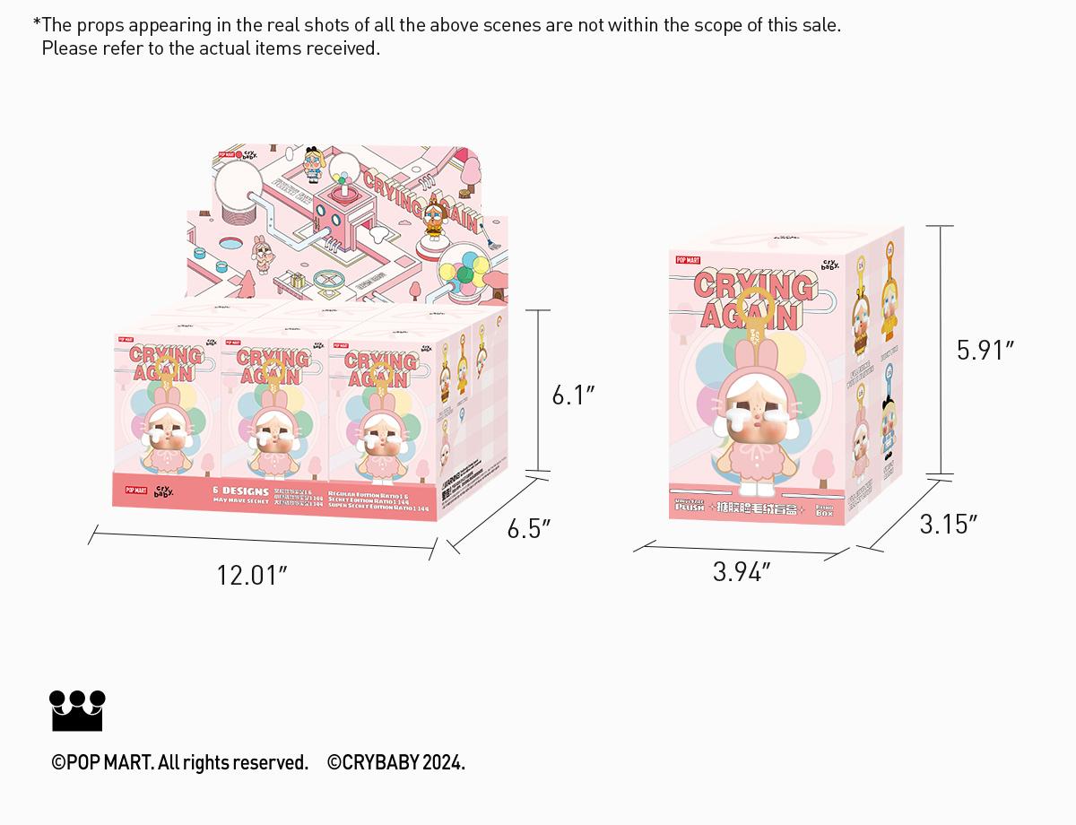 POP MART CRYBABY Crying Again Series-Vinyl Face Plush Blind Box, Mystery Box, Surprise Gift