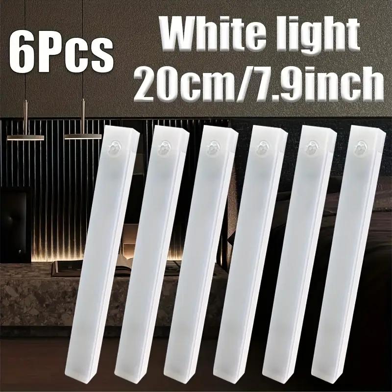 6-Piece LED Motion-Sensor Strip Light Set, USB Rechargeable Adjustable Leds Indoor Lighting for Closet, Cabinet, Kitchen, Desk, Night Light, Hallway and Stairs