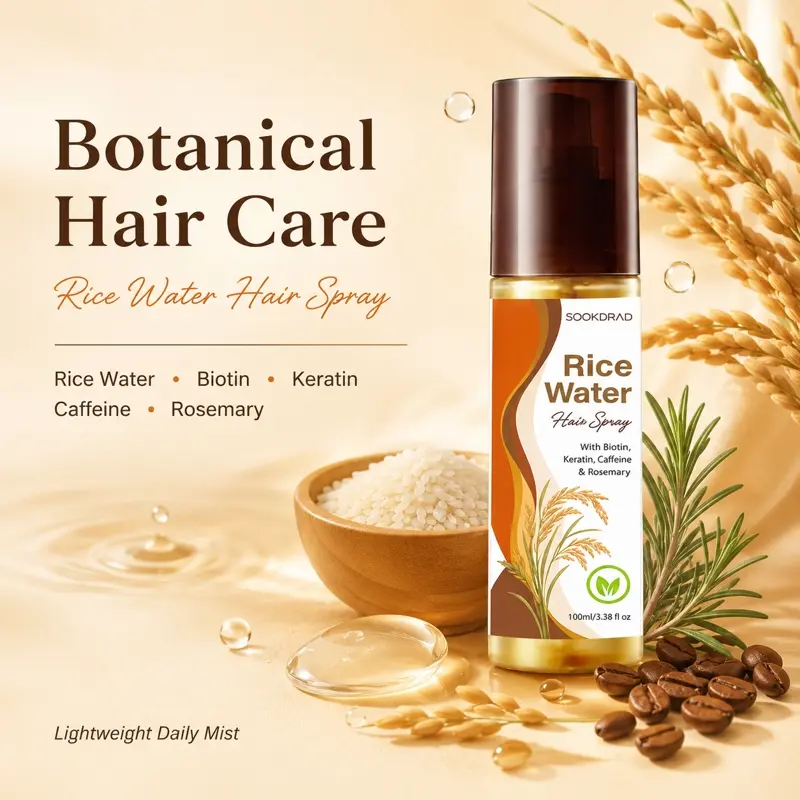 Rice Water Hair Spray, with biotin, with keratin, with caffeine, with rosemary, hair care, for all hair types, 100ml/3.38 fl oz