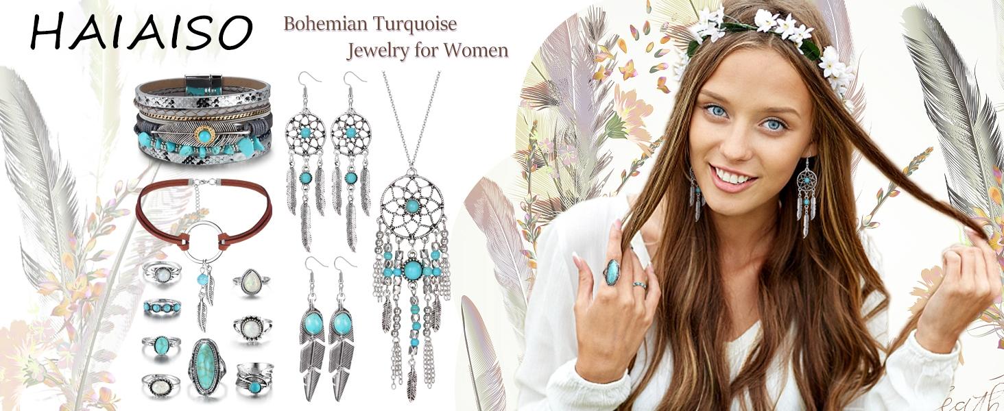 Western Jewelry For Women Turquoise Pendant Necklace Western Drop ...