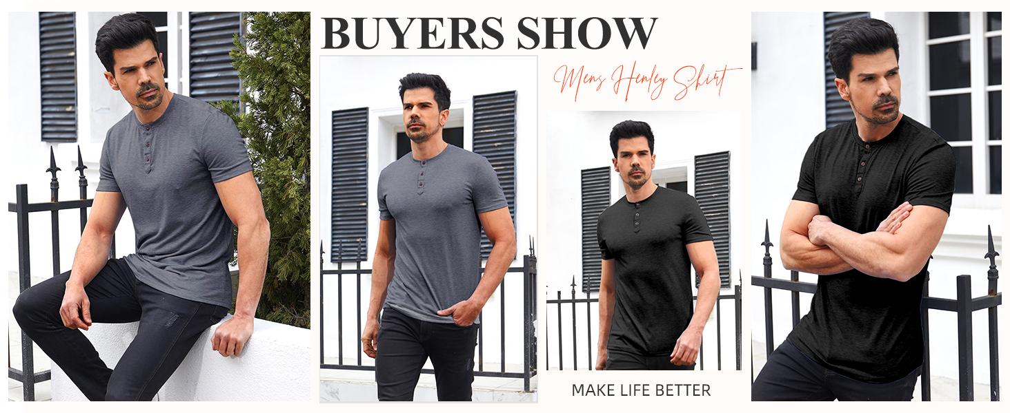 Runcati Men Short Sleeve Henley T-Shirt Casual Solid Color Button-up Henley Shirt V Neck Tee Tops