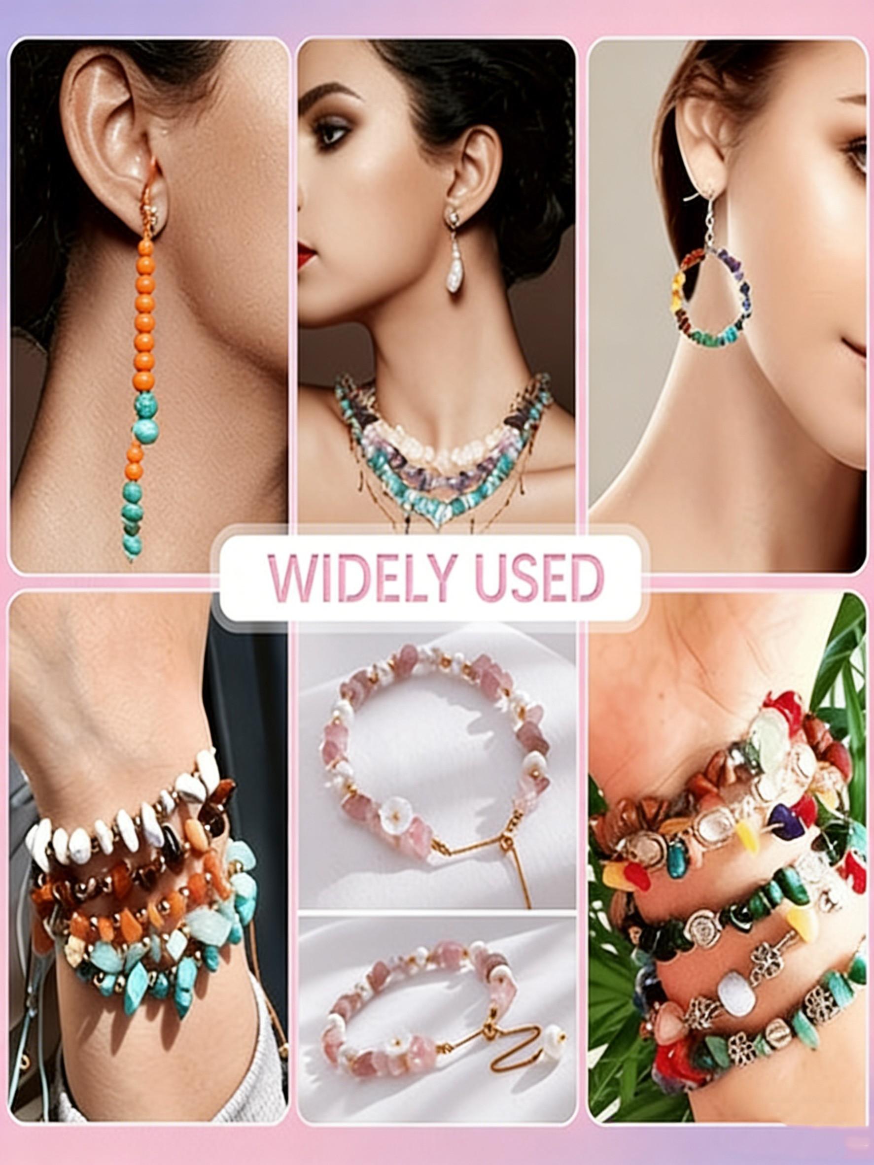 DIY Lucky Gemstone Bead Jewelry Making Kit, Glass Beads, Strand Charms, Perfect for Bracelets Necklaces, Includes Large Storage Box, Elastic Cord