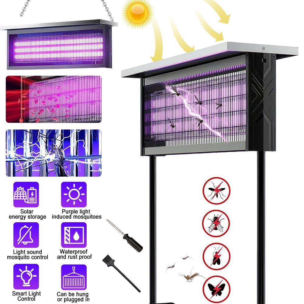 【DealsForYouDays】Solar Mosquito Killer Lamp Outdoor – 20W High-Power Waterproof Insect Zapper with 3 Tubes, Dual Charging, 6000mAh Battery for Garden, Yard, Farm, Patio,summerwins detail 9