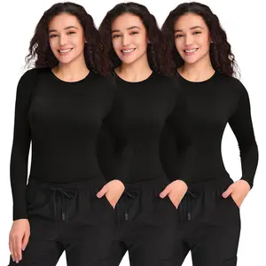 3 Pack Scrub Undershirts Long Sleeve Women - Underscrub Comfort Tee