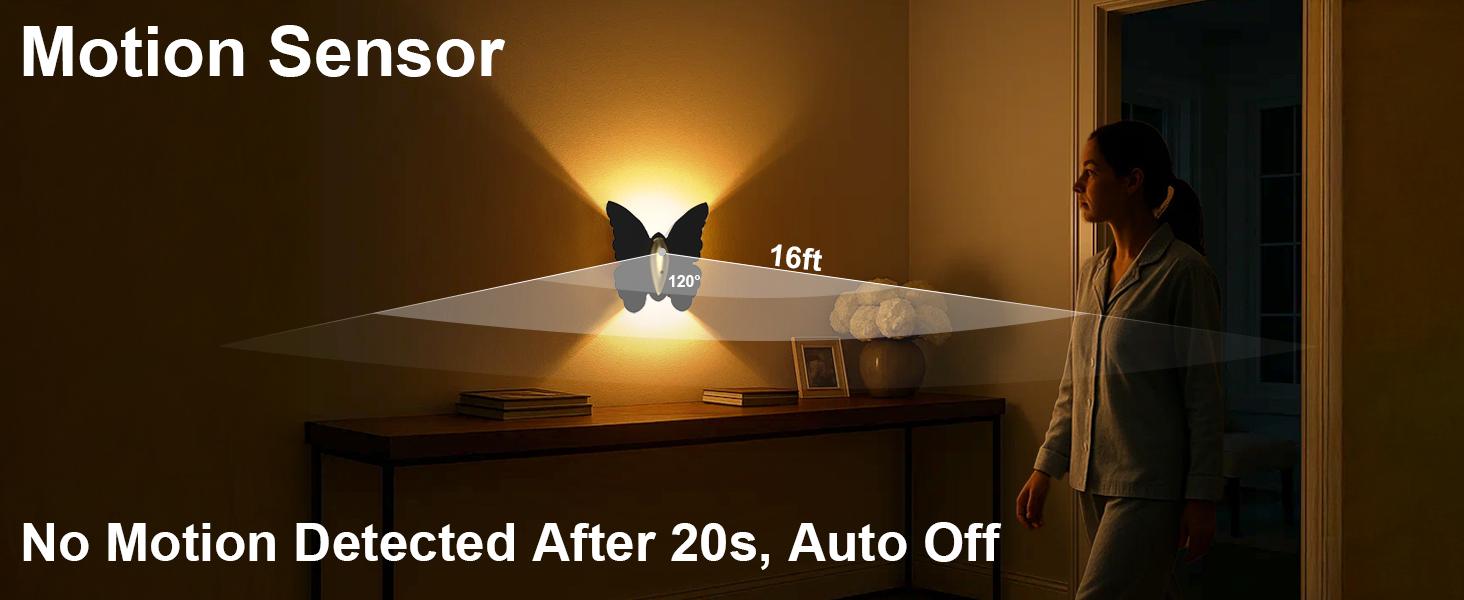 [Mother's Day Gift] Smart Montion Sensor Butterfly wall Lights W/ Remote Control Rechargeable 5000mAh Battery USB-C Charging 3 Color Temperatures for Bedroom Living Room Home Decor Lighting Nightlight