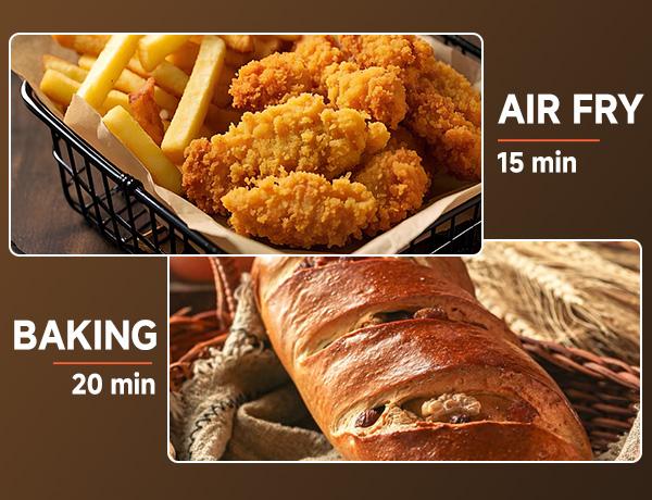 Comhoma Air Fryer 8-in-1 with 5 QT Capacity,180°-400°F Precision Heating, Air Fry, Roast, Broil, Reheats, Dehydrates, Less Oil, Features Shake Reminder, Large Touch Display with Auto Menus