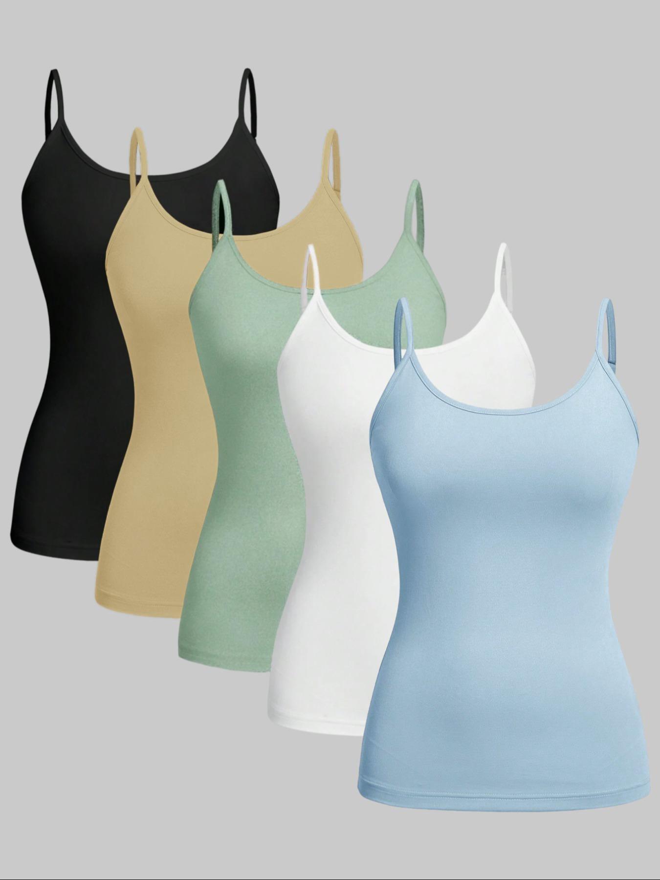Women's Solid Color Adjustable Spaghetti Strap Knit Cami Top, Casual Sleeveless Top for Daily Wear, Ladies Clothes for All Seasons, Womenswear