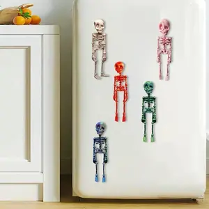 5PCS 3D Printed Poseable Skeleton Refrigerator Magnets Set - Articulated Spooky Gothic Skull, Movable Joints, 3D Printer-Crafted Decoration for Kitchen Halloween Gifting & Indoor Recreation