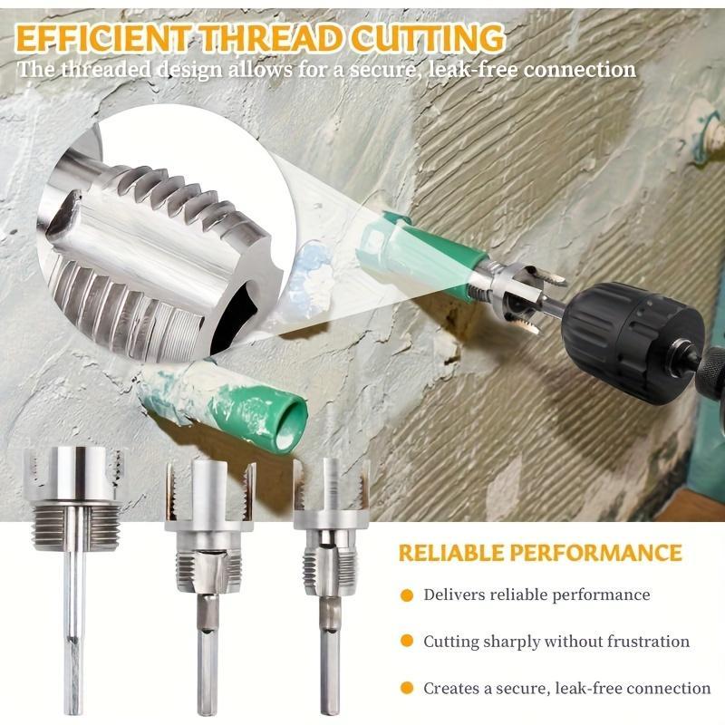 Heavy-Duty PVC Plastic Pipe Threading Tool Kit, DIY Tools, Hand Tools, 1/2'/3/4'/1' Male Female Threads, Compatible for PVC Ppr Mpp Pipes, DIY Professional Plumbing