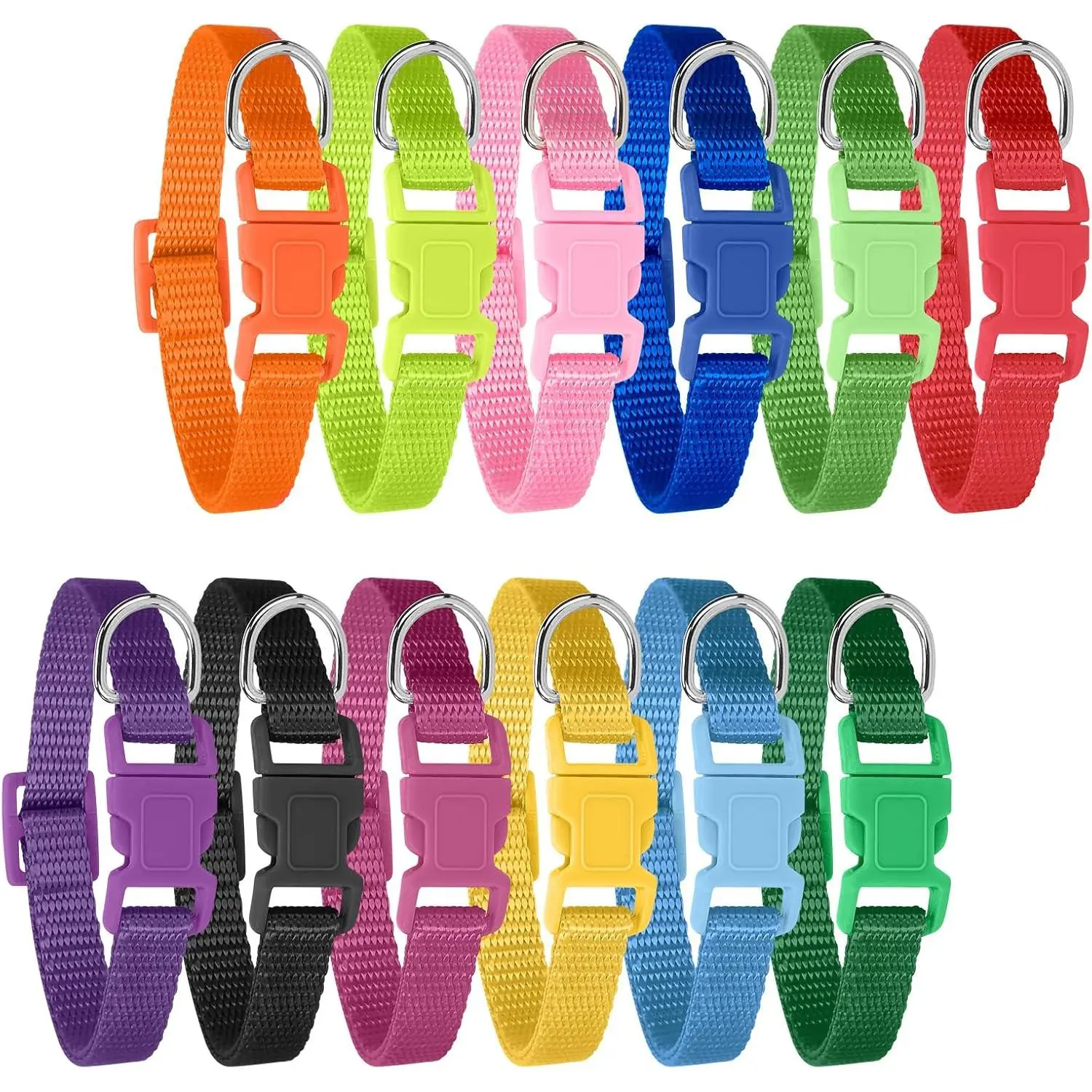 12 Pack Puppy Collars for Litter, Adjustable Puppy ID Collars Soft Nylon Whelping Collars for Newborn Litter Pets