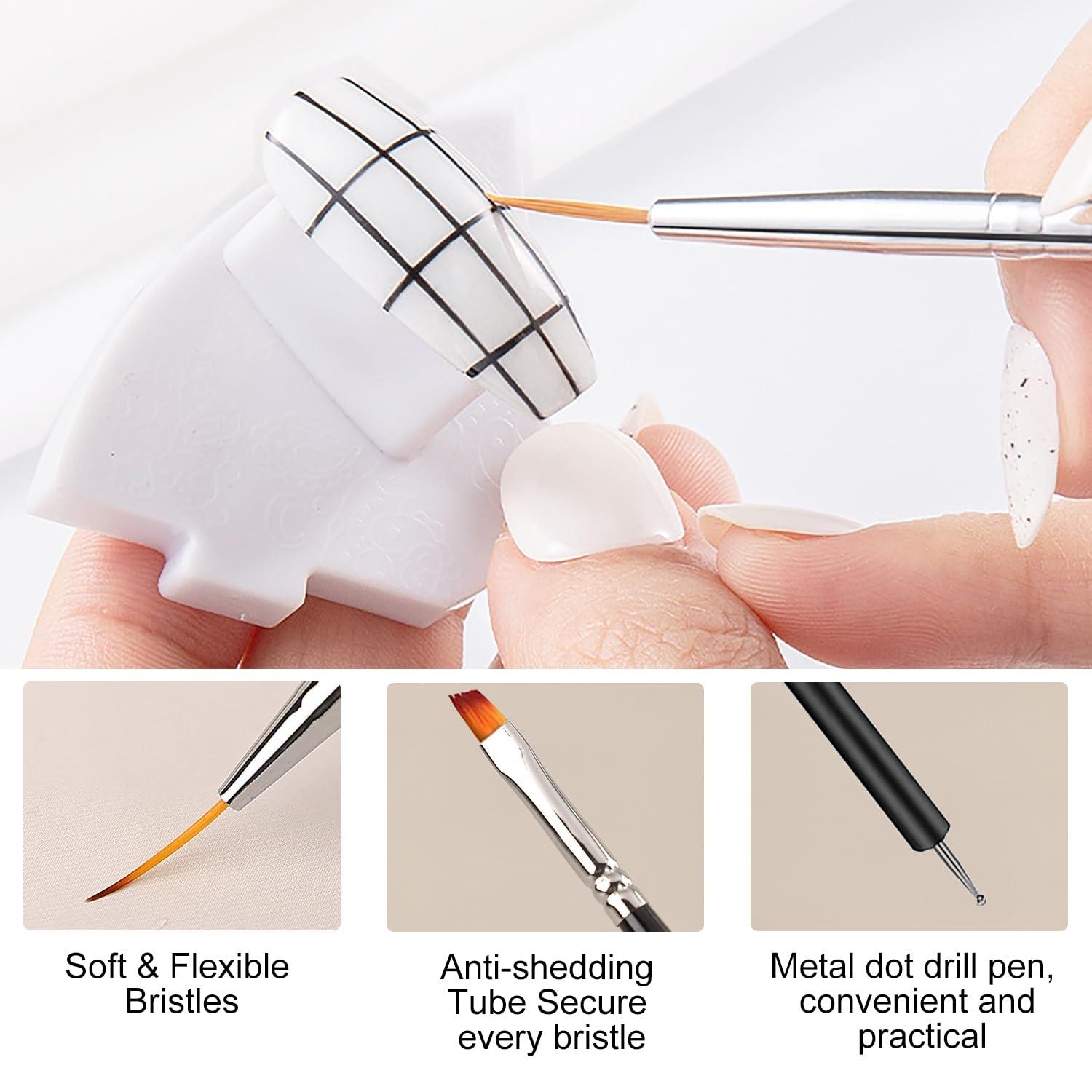 Professional Nail Art Brush Set, Dual-Ended Manicure Tools Kit, 6-Piece Nail Design Brushes, Expert Nail Care Essentials