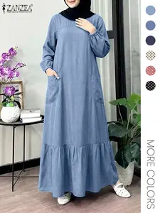 Women's Casual Ruched Dress, Round Neck Long Sleeve Woven Fabric, Loose-Fitting All Seasons Clothing, Perfect for Daily