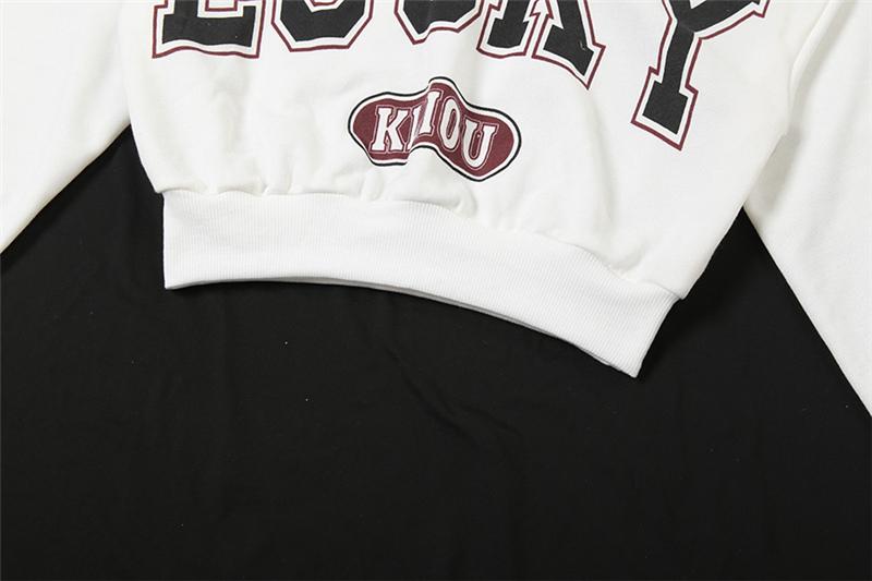 DOUCIU  Trendy Personality High Street Cool Hip-Hop Casual Streetwear Versatile Womenswear Women'S Letter Printing Cross-Shoulder Long Sleeves Short Crop-top T-Shirt