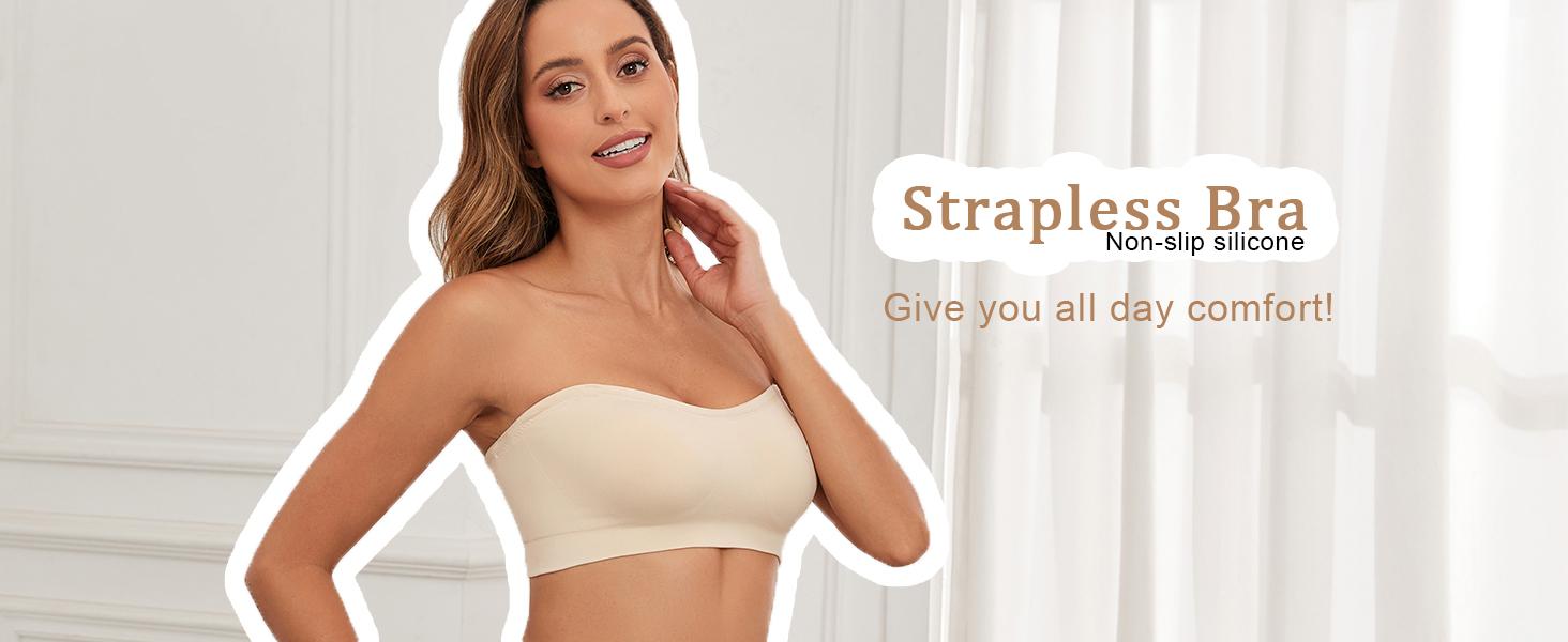 Lusait Strapless Bras for Women Non-Slip Silicone Padded Bandeau Bra Wireless Tube Top Bra DealsforYouDays summerwins Lusait Strapless Bras for Women Non-Slip Silicone Padded Bandeau Bra Wireless Tube Top Bra DealsforYouDays summerwins