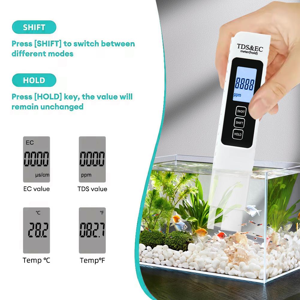 Upgraded 4-in-1 Digital TDS Meter – Professional Water Quality Tester for TDS, EC & Temperature (°C/°F) | 0–9990 ppm High Accuracy | Ideal for Drinking Water, RO Systems, Aquariums, Hydroponics & Pools